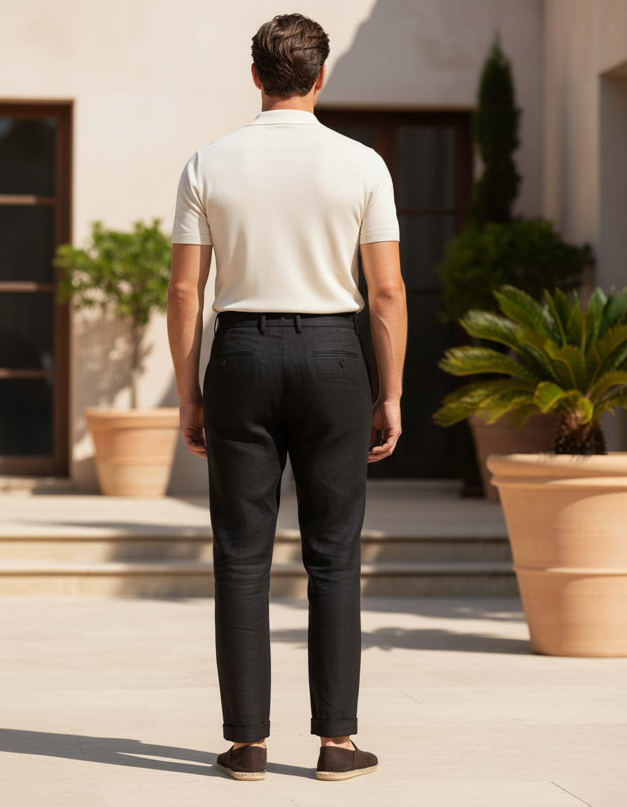 Pantalon Lin Cintré - Noir - vue 2