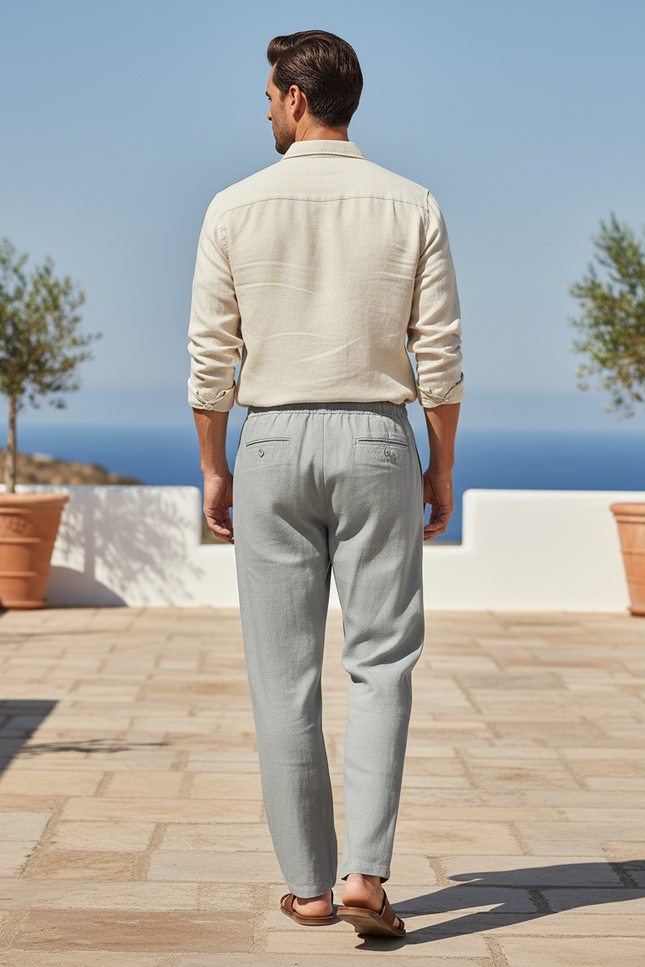 Pantalon Lin Japonais - Gris - vue 2