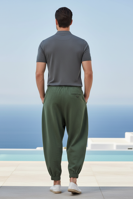 Pantalon Lin Homme Oversize - Kaki - vue 2