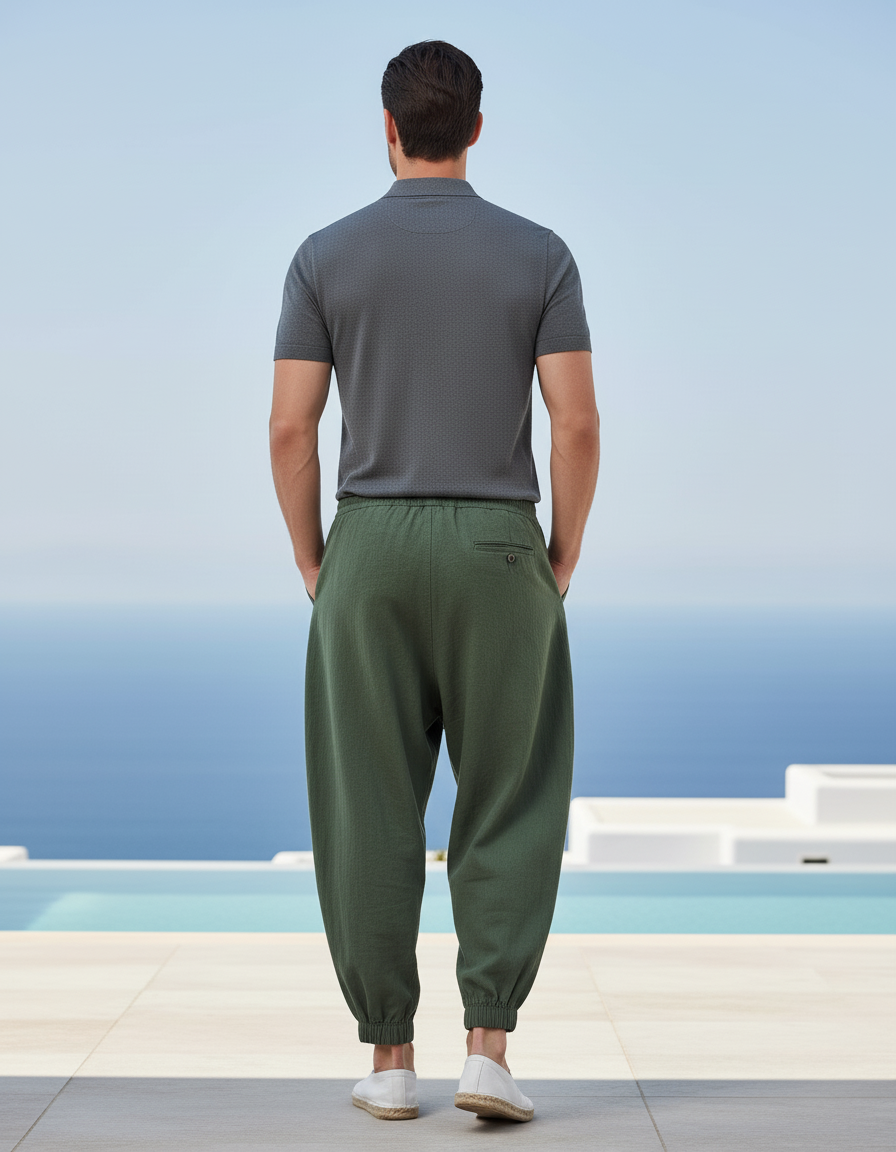 Pantalon Lin Homme Oversize - Kaki - vue 2