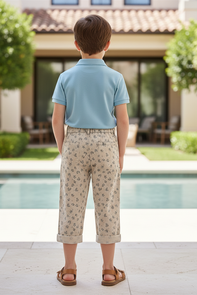 Pantalon En Lin Beige Floral Ample Enfant - vue 2