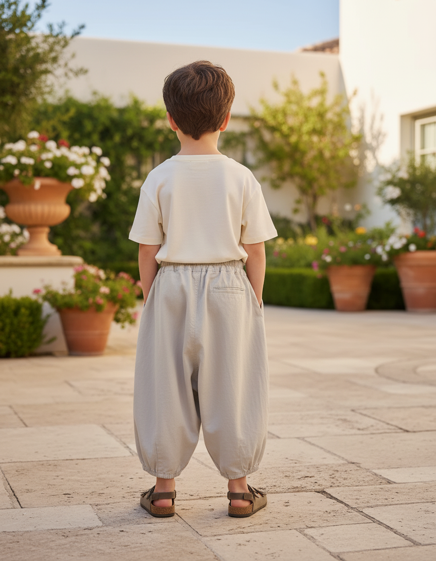 Pantalon En Lin Garçon Ample Harem Confortable Gris - vue 2