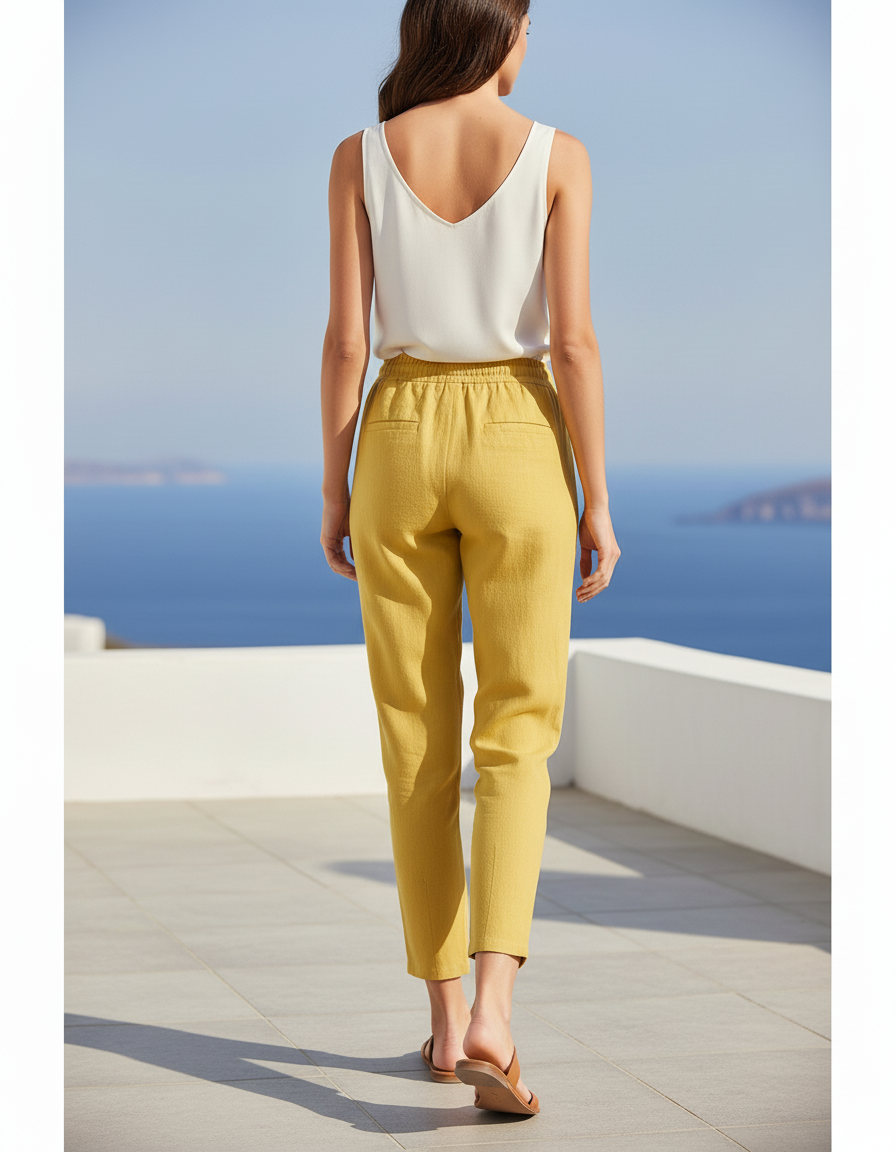Lin Pantalon Été Femme - Jaune - vue 2