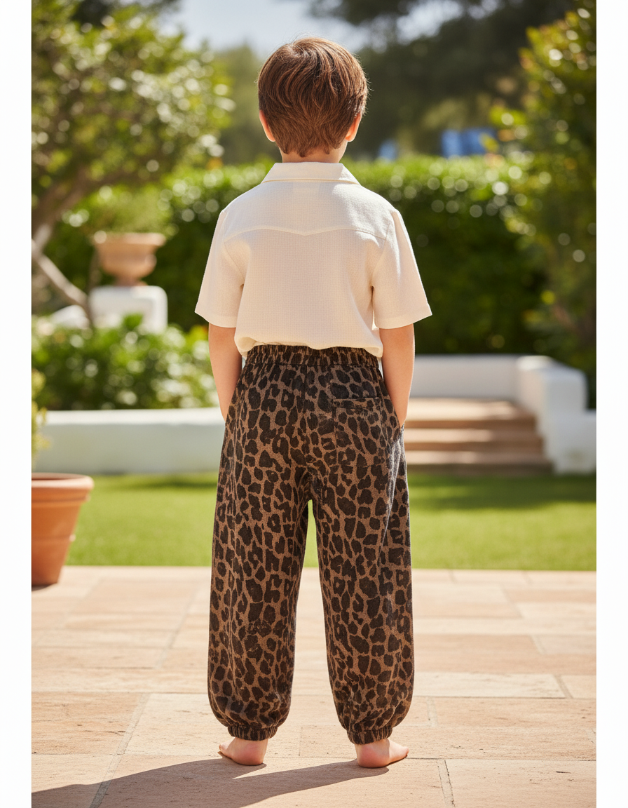 Pantalon En Lin Léopard Ample Confortable Enfant - Imprimé Molleton - vue 2