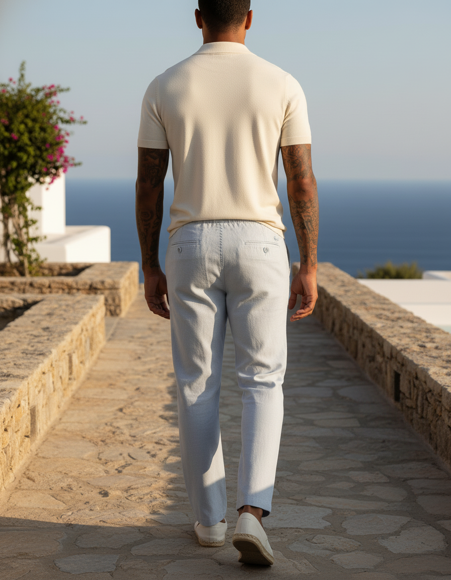 Pantalon Lin Coton - Bleu - vue 2