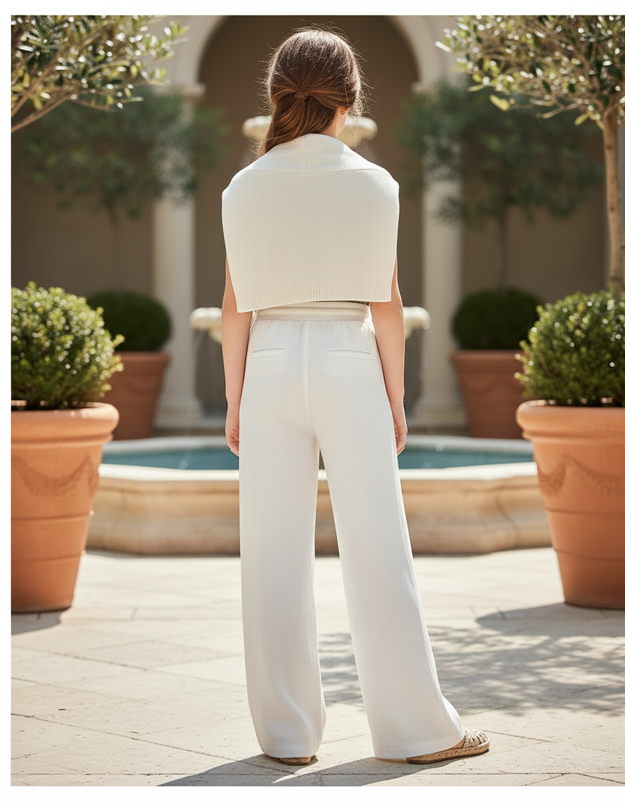 Pantalon En Lin Blanc Ample Fluide Confortable Drapé Léger - vue 2