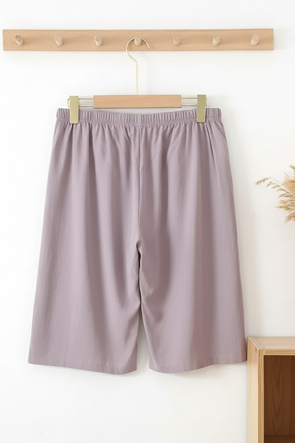 Pantalon En Lin Ample Gris Décontracté Homme Coton
