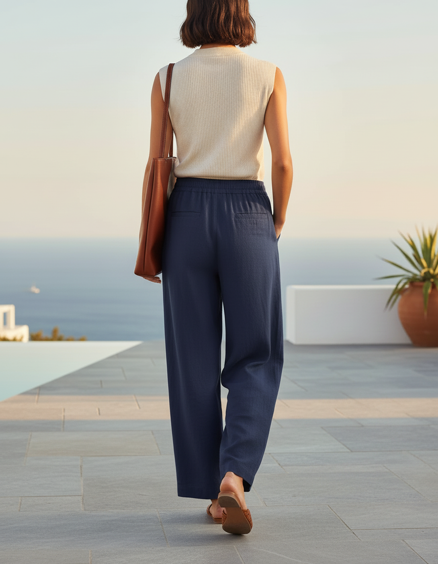 Pantalon Palazzo Lin Femme - Marine - vue 2