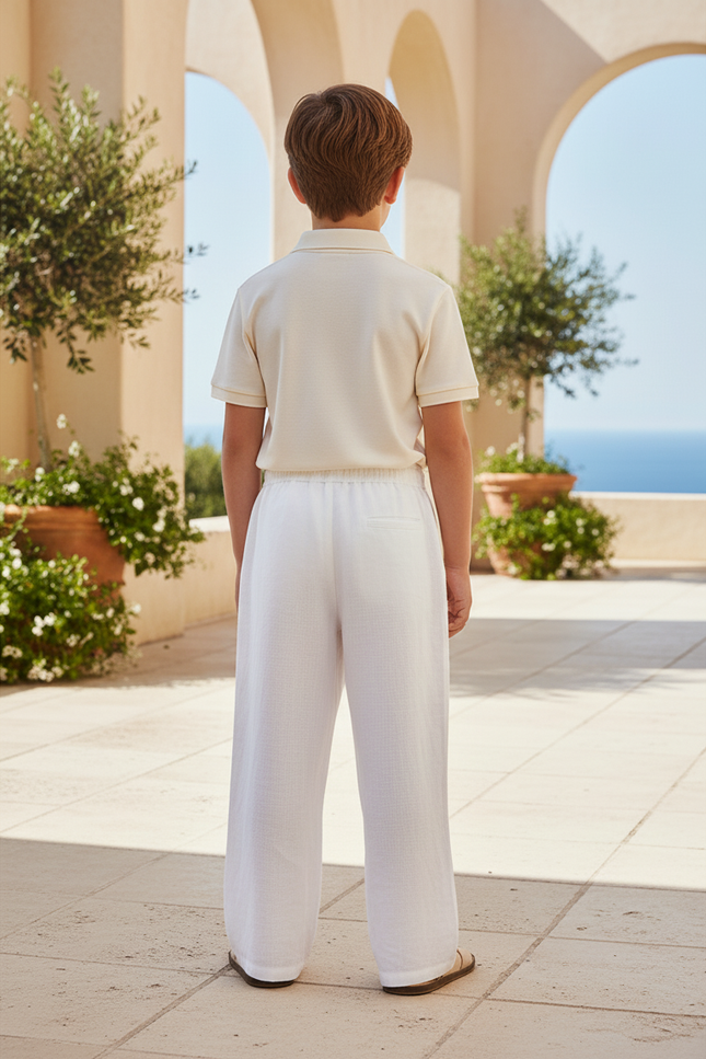 Pantalon En Lin Blanc Ample Décontracté Enfant Léger - vue 2