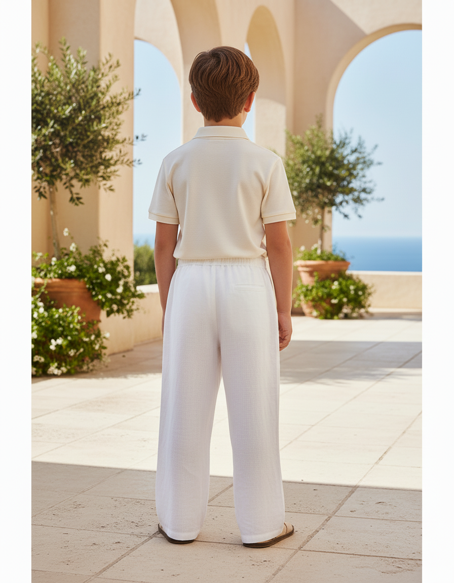 Pantalon En Lin Blanc Ample Décontracté Enfant Léger - vue 2