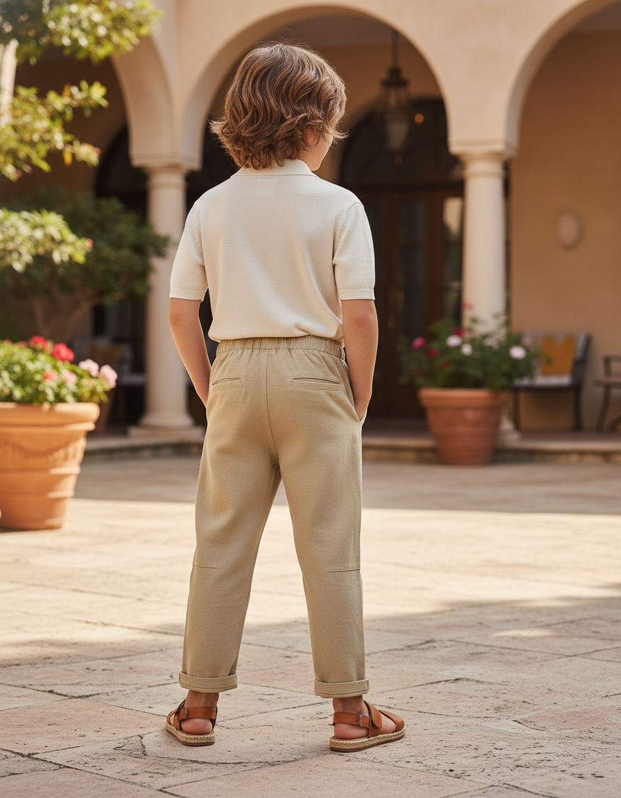 Pantalon En Lin Beige Ample Garçon Décontracté Coton - Molleton - vue 2
