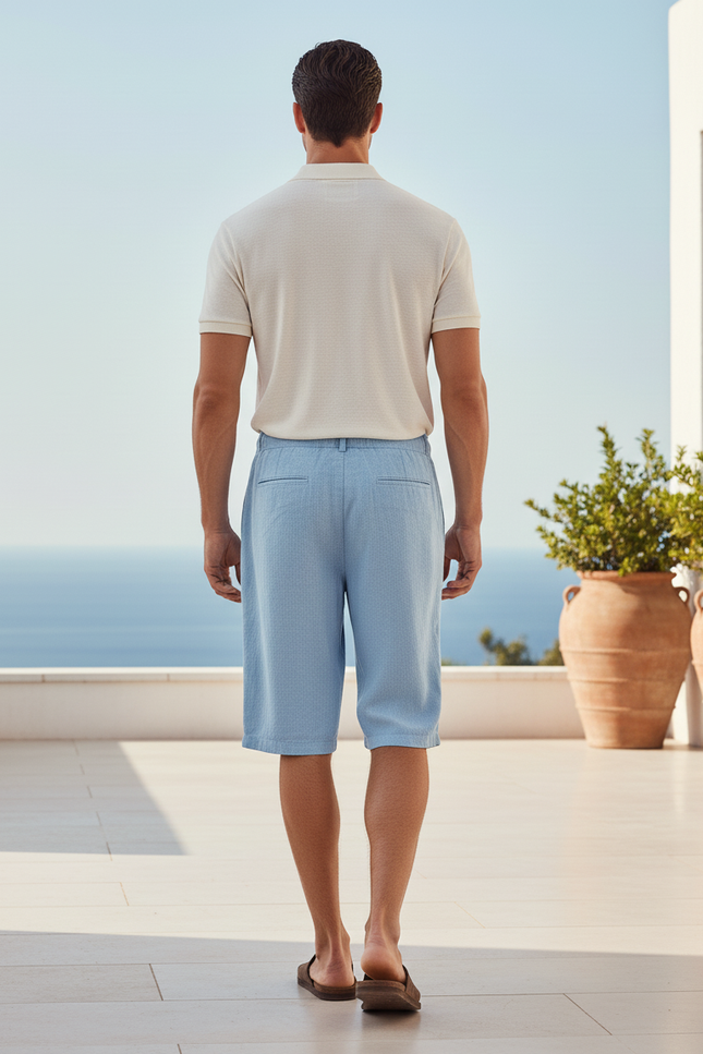 Pantalon En Lin Bleu Ciel Décontracté Cordon Homme Respirant - vue 2