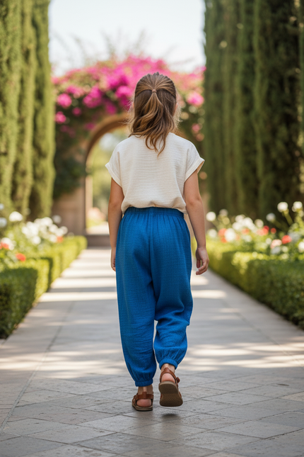 Pantalon Lin Bleu Roi - vue 2