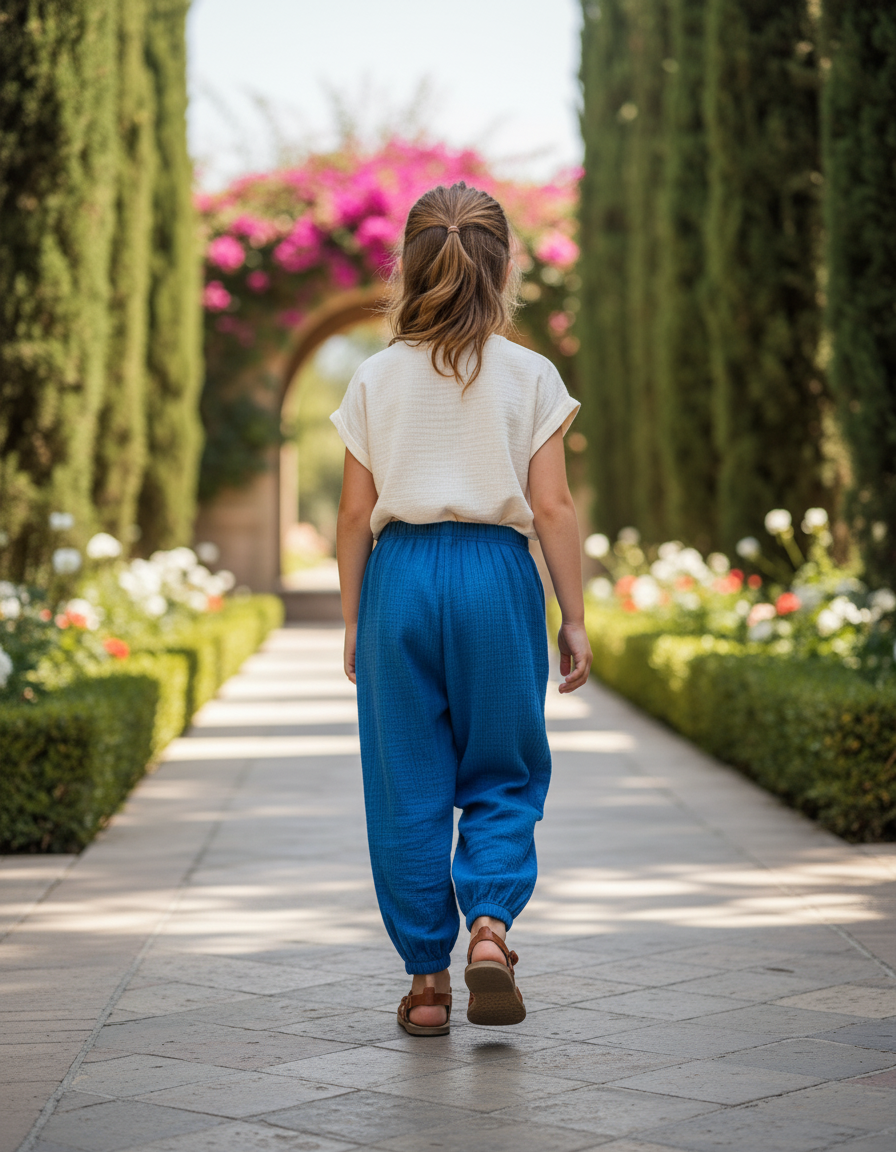 Pantalon Lin Bleu Roi - vue 2
