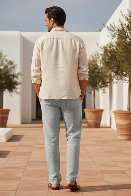 Pantalon En Lin Gris Imprimé Godzilla Ample Décontracté Homme - Molleton - vue 2
