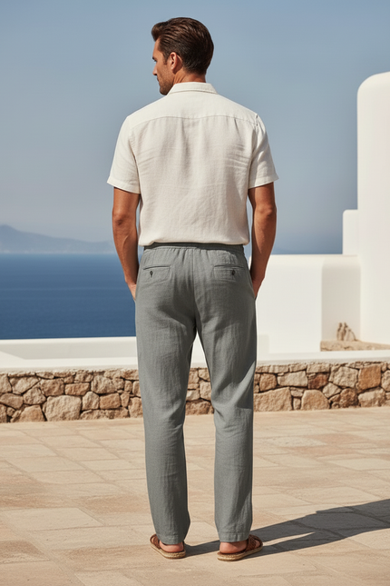 Pantalon Pur Lin Homme - Gris - vue 2