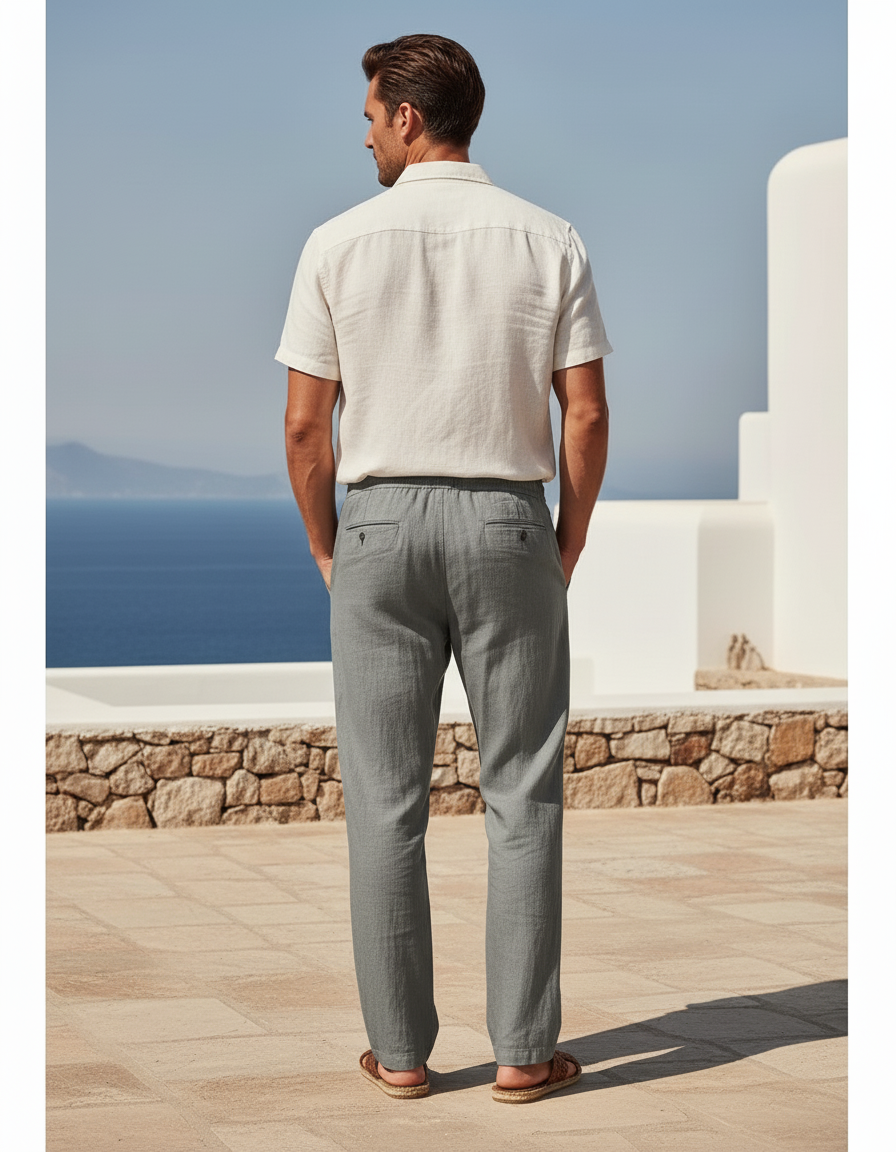 Pantalon Pur Lin Homme - Gris - vue 2