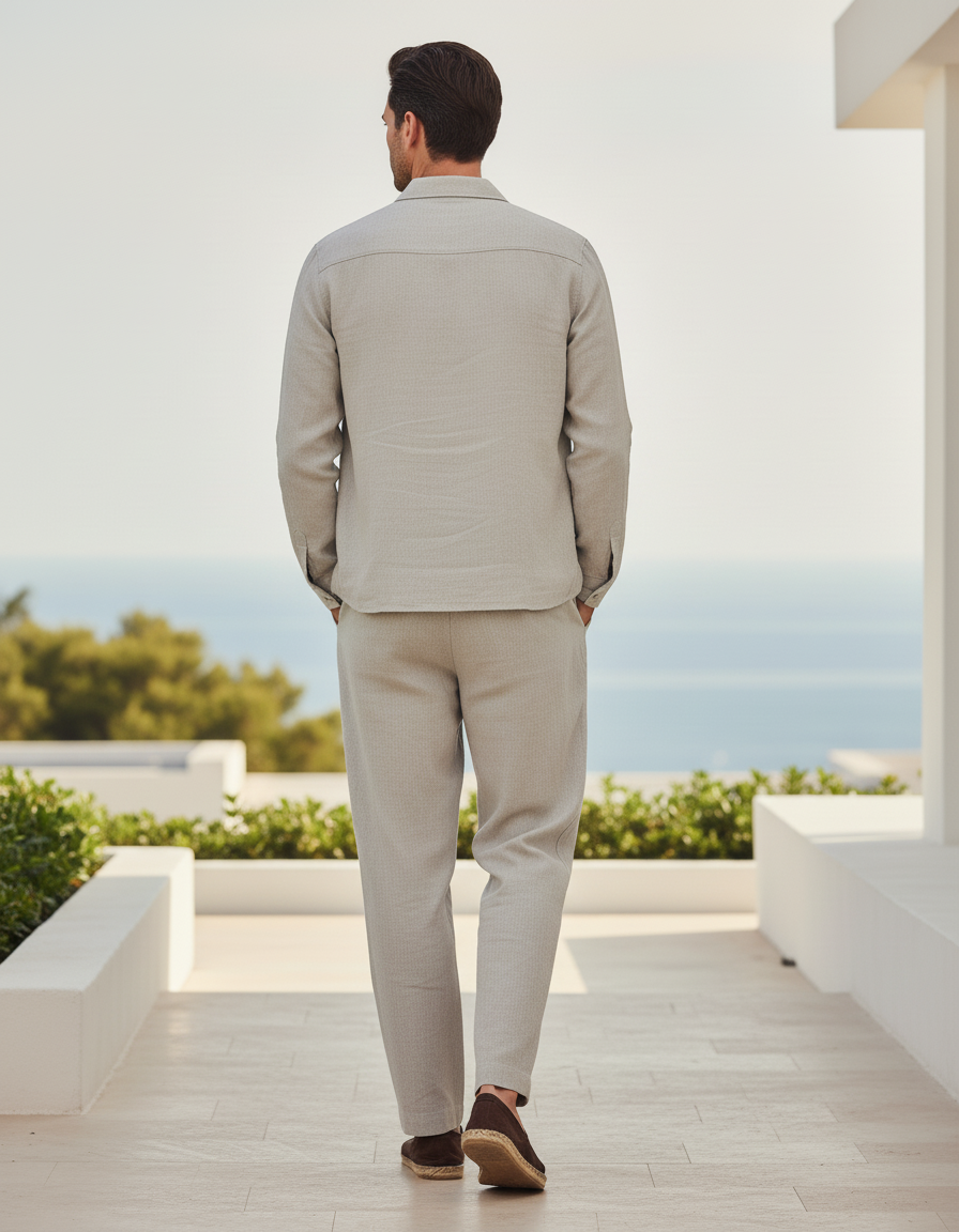 Ensemble Chemise Pantalon Lin - Gris - vue 2