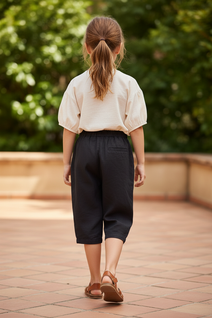 Pantalon En Lin Petite Taille - Noir - vue 2