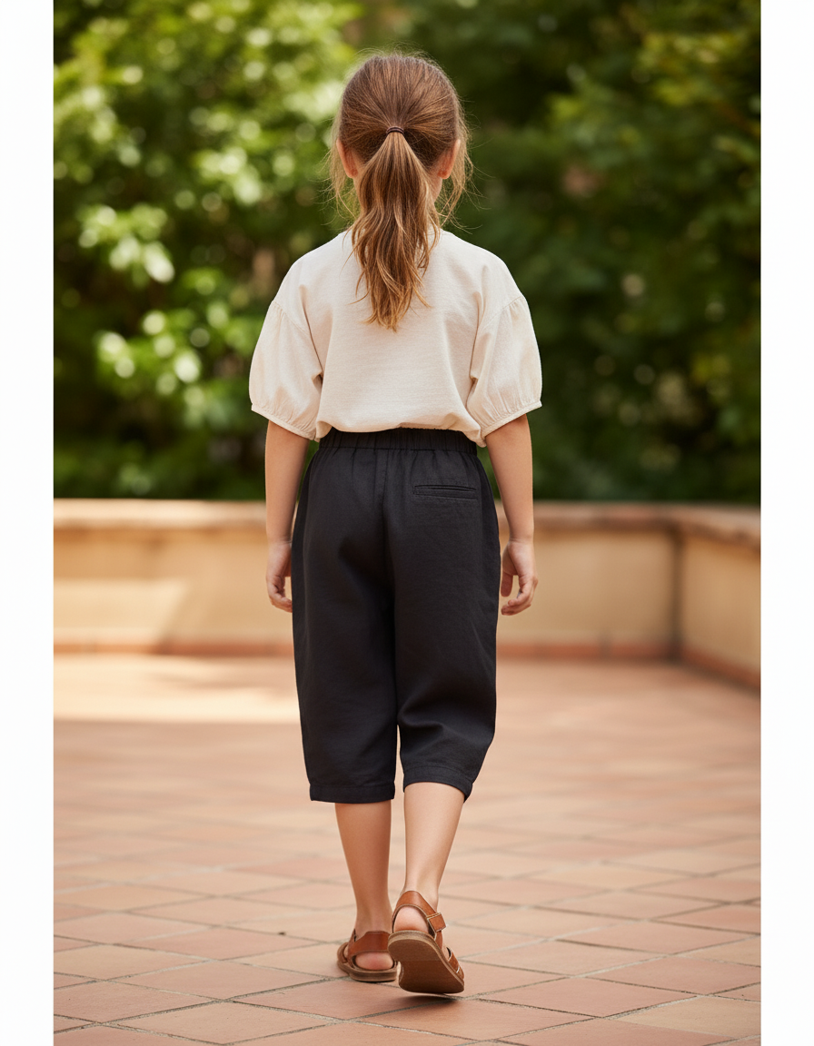 Pantalon En Lin Petite Taille - Noir - vue 2
