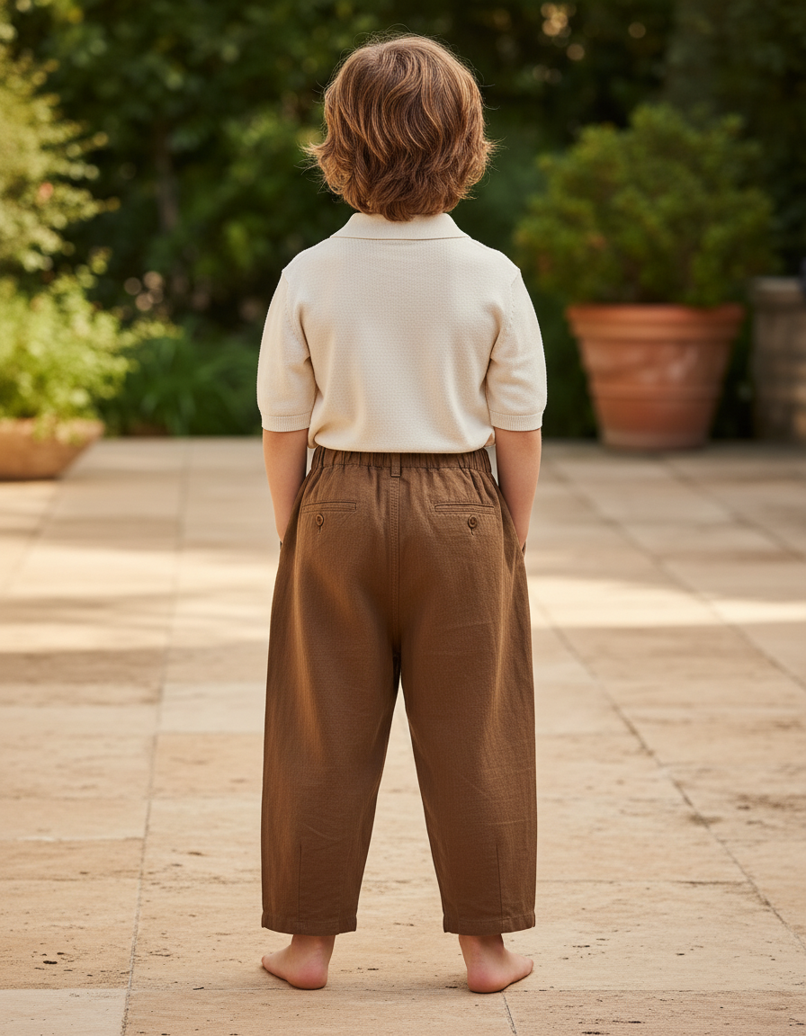 Pantalon Carotte Lin - Marron - vue 2