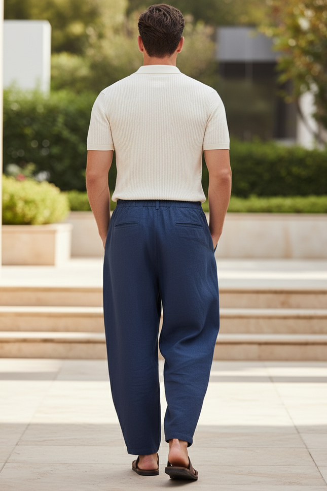 Pantalon Lin Oversize - Marine - vue 2