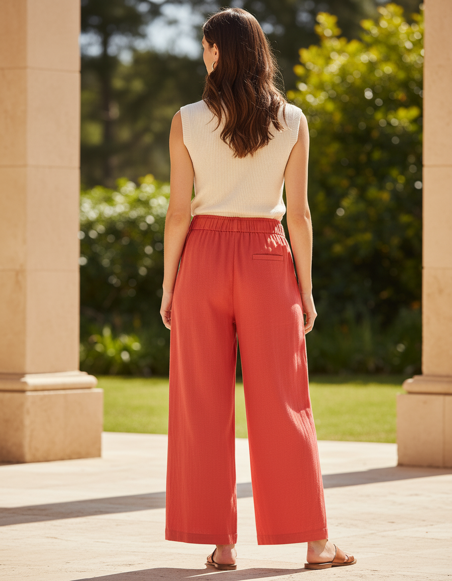 Pantalon Lin Femme France - Orange - vue 2