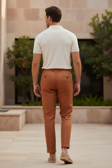 Pantalon Lin Homme Marron - vue 2