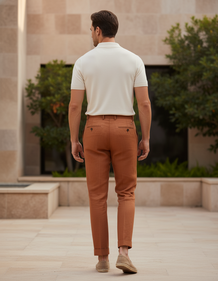 Pantalon Lin Homme Marron - vue 2