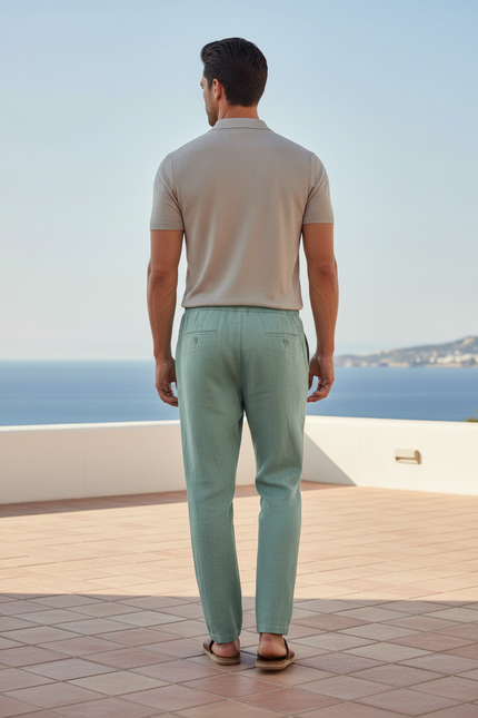 Pantalon Lin Vert D'eau - vue 2