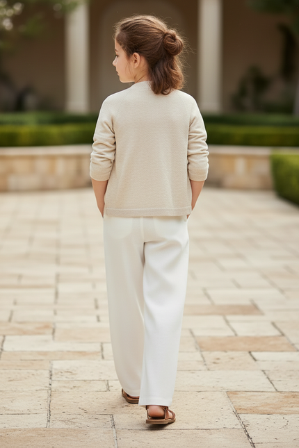 Pantalon En Lin Blanc Ample Décontracté Fluide Élégant - vue 2