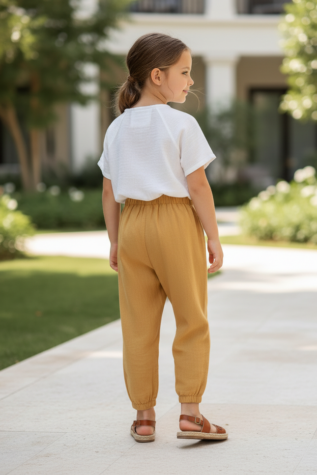 Pantalon Lin Petite - Camel - vue 2