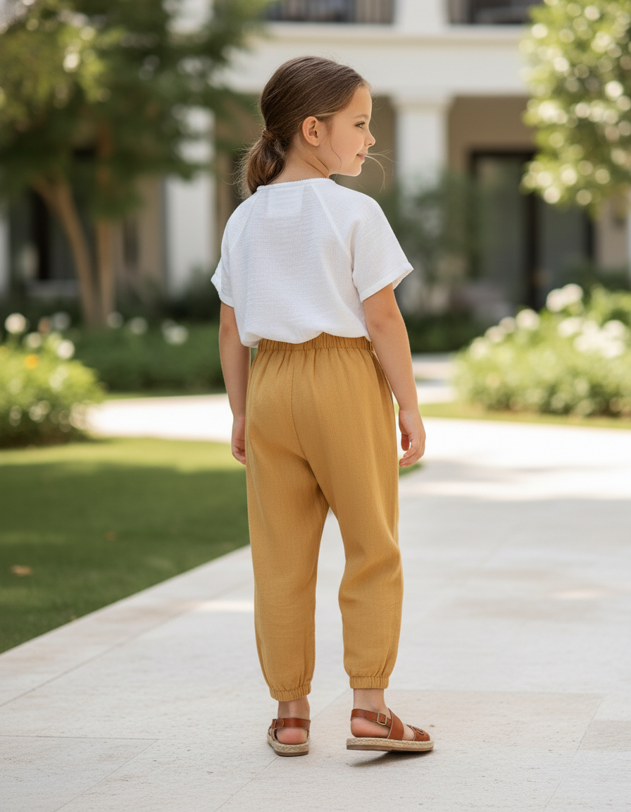 Pantalon Lin Petite - Camel - vue 2
