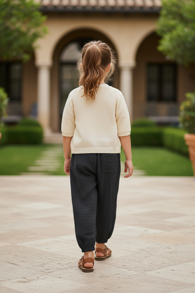 Pantalon En Lin Noir Enfant - vue 2