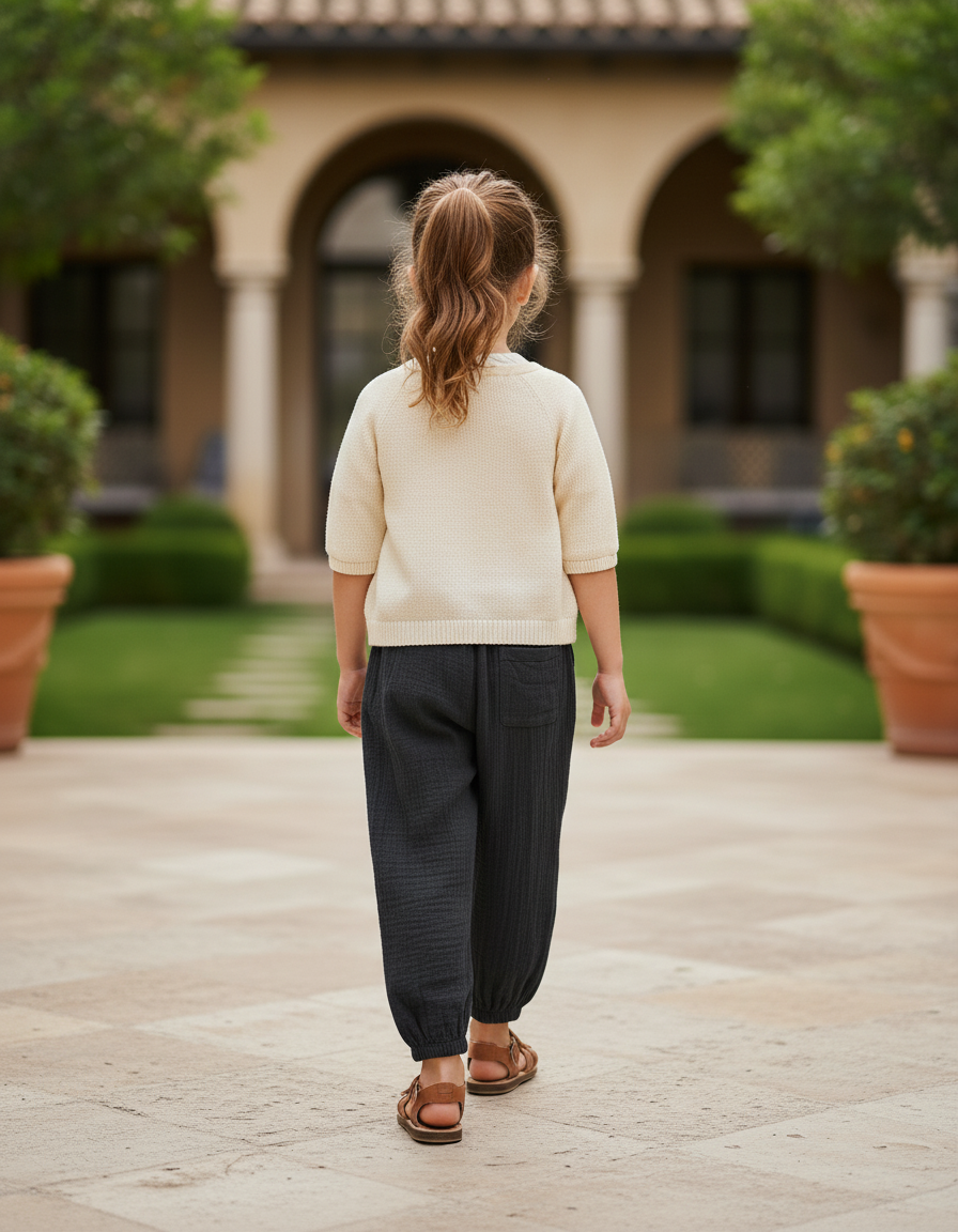 Pantalon En Lin Noir Enfant - vue 2