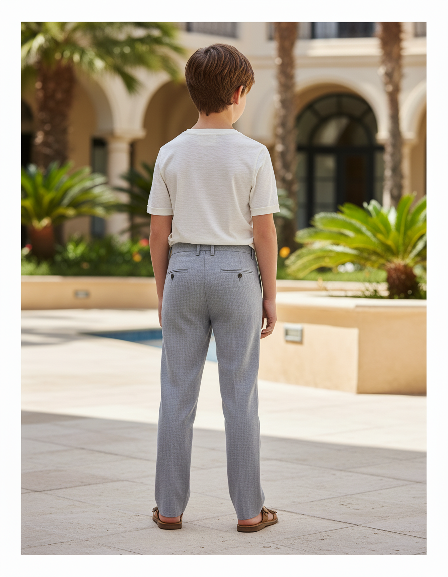 Pantalon En Lin Gris Droit Élégant Enfant - vue 2