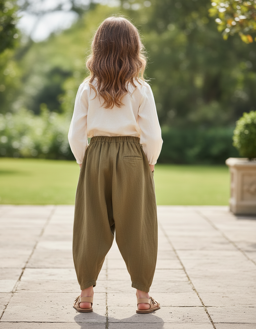 Pantalon En Lin Kaki Ample Décontracté Confortable Bohème - vue 2