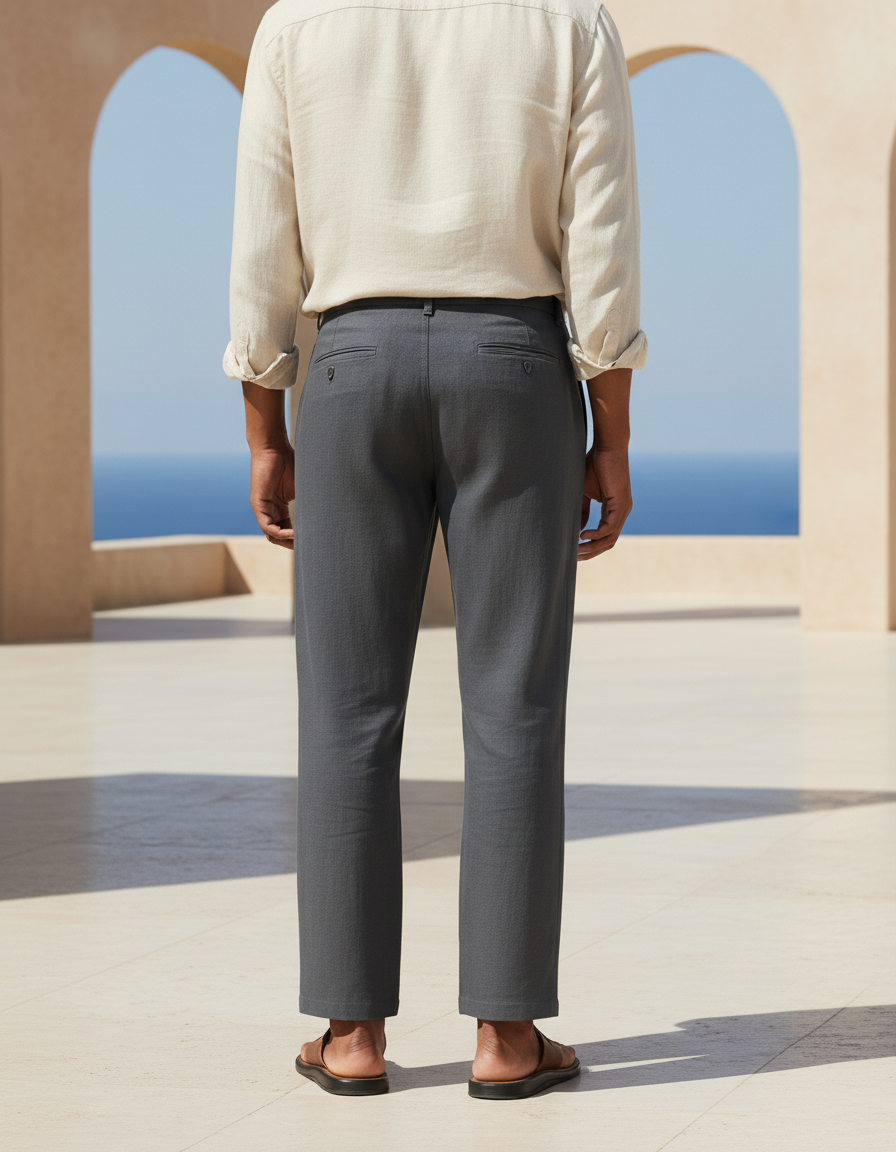Pantalon Homme Lin Gris - vue 2