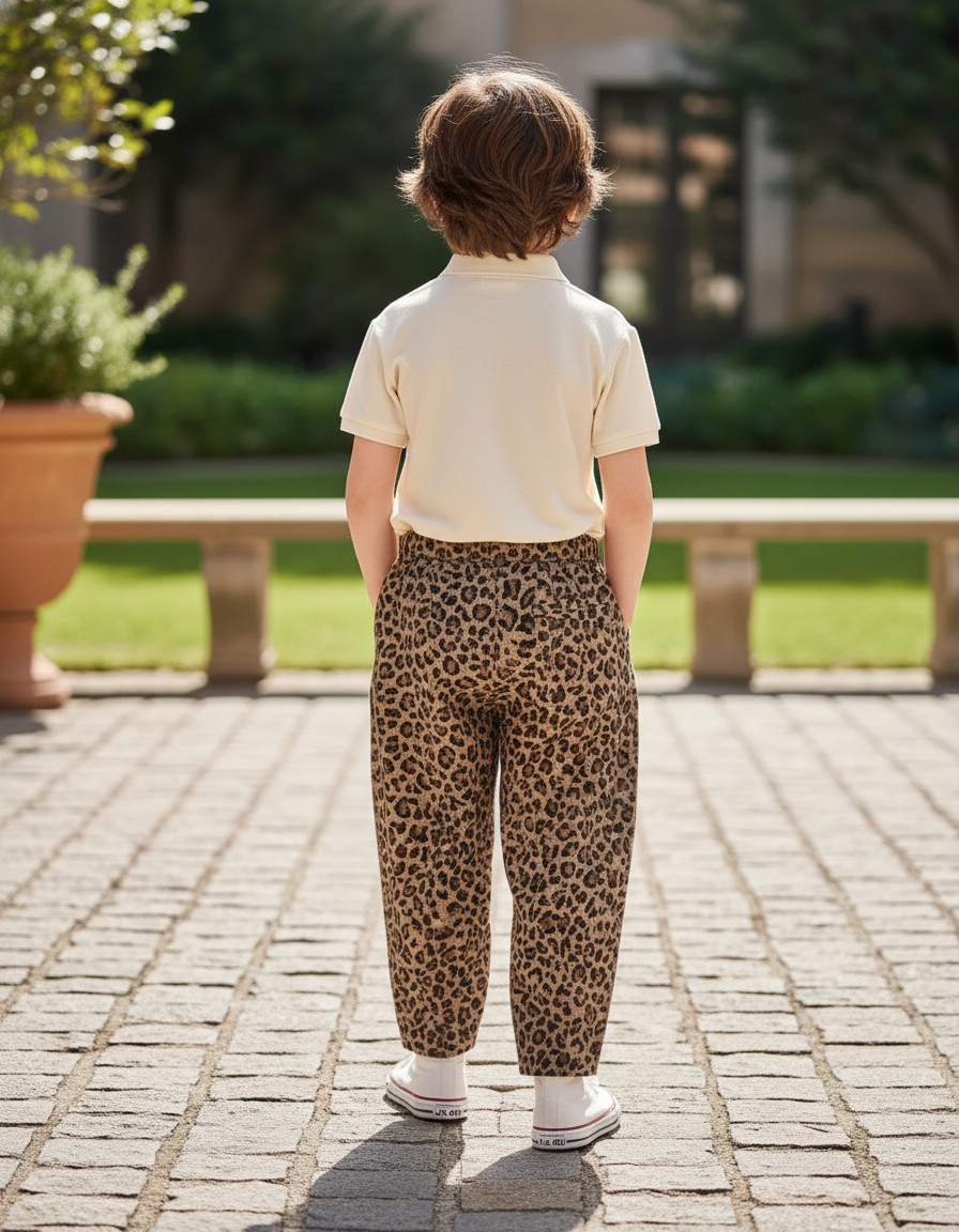 Pantalon En Lin Léopard Ample Décontracté Enfant - Imprimé - vue 2