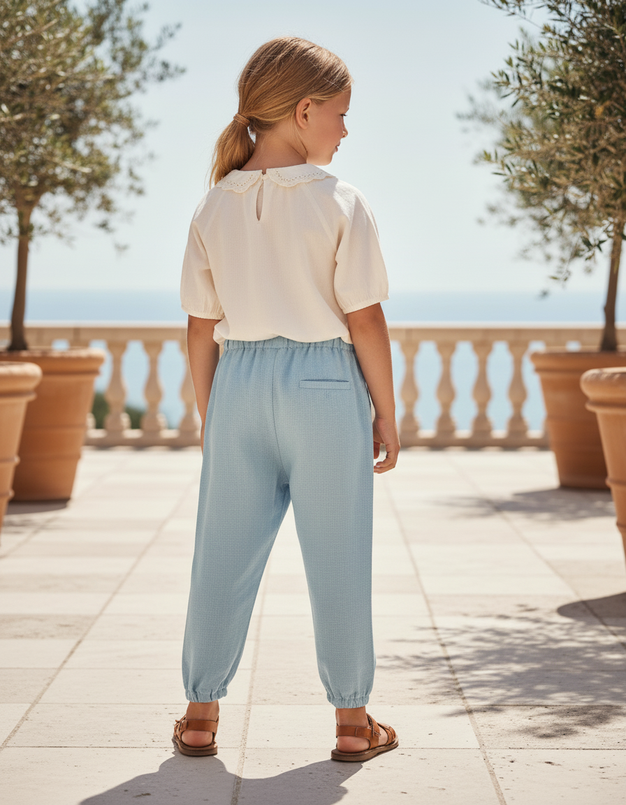 Pantalon Lin Bleu Blanc - vue 2