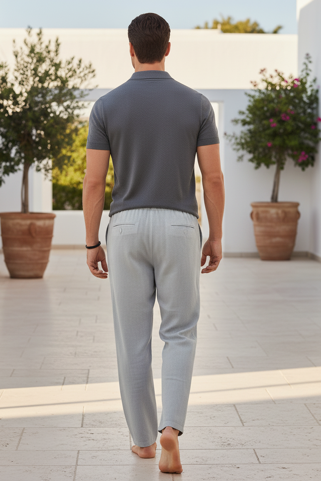Pantalon En Lin Et Coton - Gris - vue 2