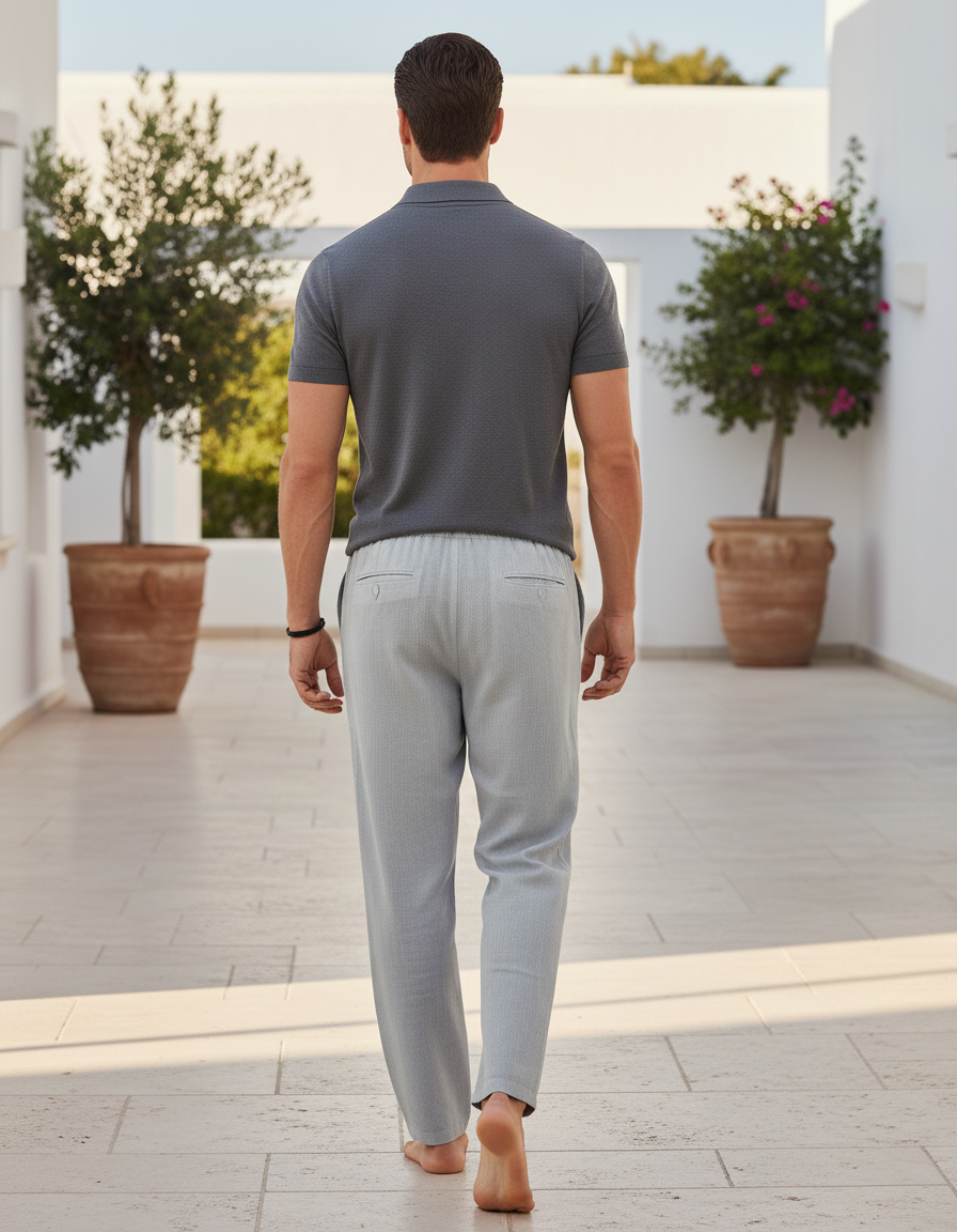 Pantalon En Lin Et Coton - Gris - vue 2