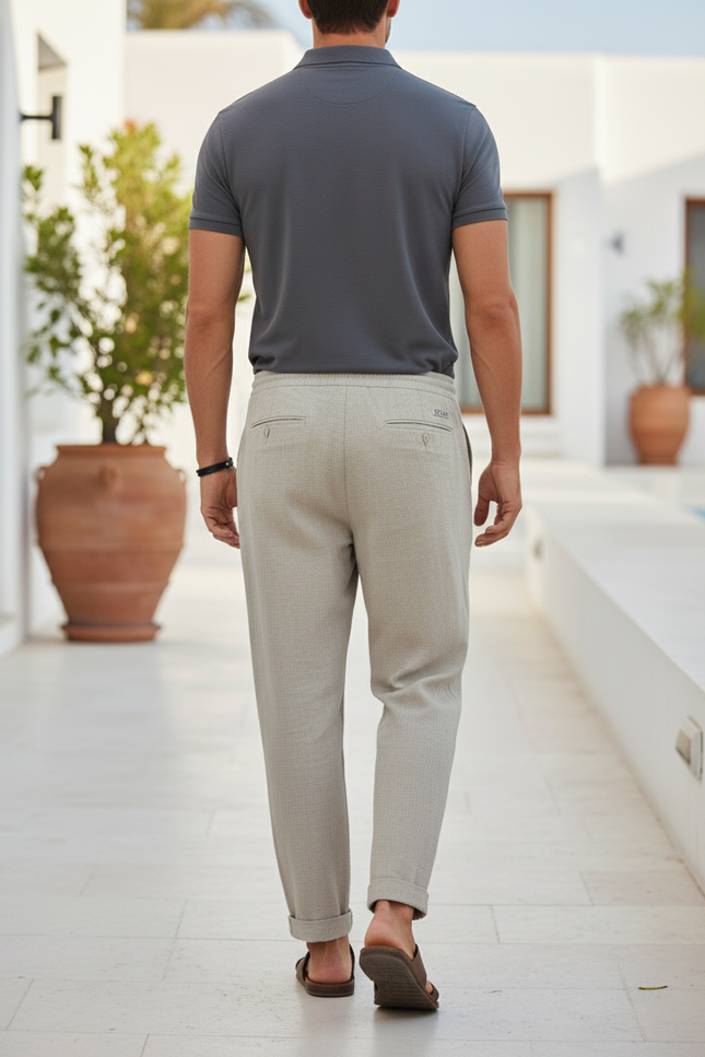 Pantalon Coton Et Lin Homme - Beige - vue 2
