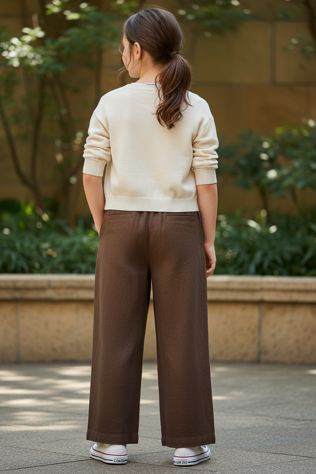 Pantalon En Lin Marron Ample Enfant Coton - vue 2