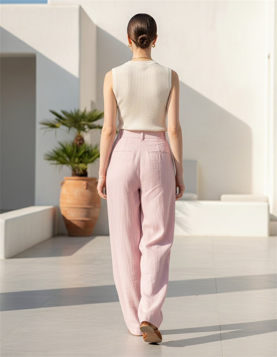 Pantalon Lin Rose Femme - vue 2