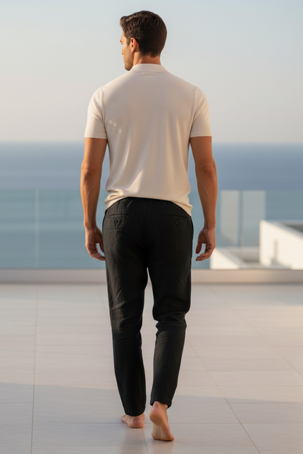Pantalon Homme Coton Et Lin - Noir - vue 2