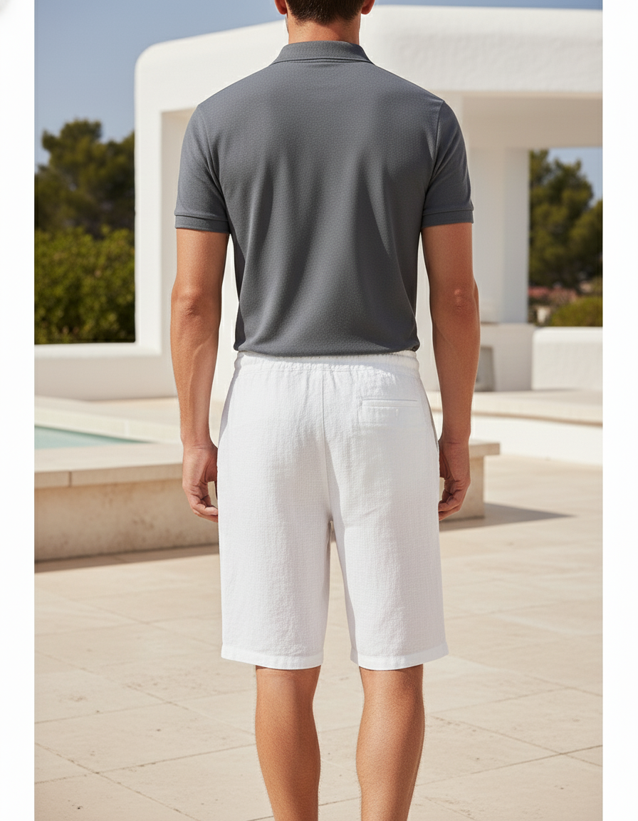 Pantalon En Lin Blanc Cordon Décontracté Homme Respirant - vue 2