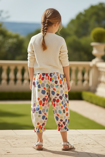 Pantalon En Lin Enfant Ample Imprimé Coloré Estival - Multicolore - vue 2