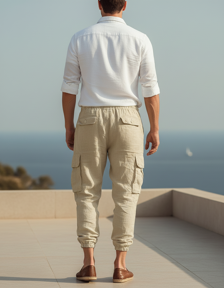 Pantalon Lin Kaki Homme - vue 2