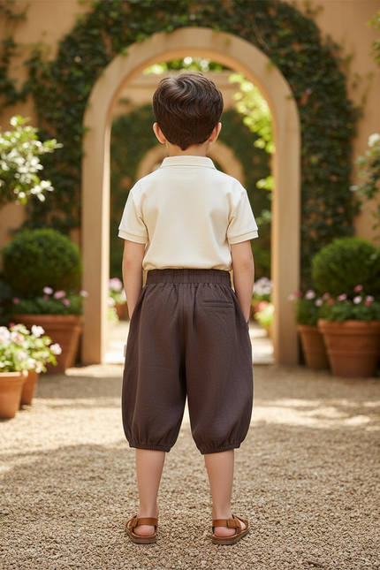 Pantalon Chinois En Lin - Marron - vue 2